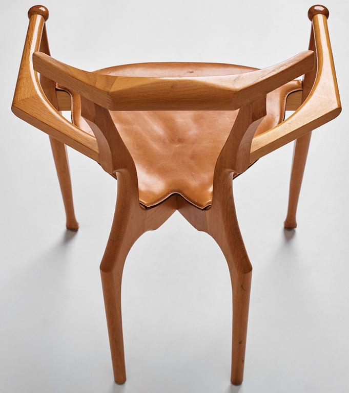 Oscar Tusquets Blanca, a set of 8 oak chairs, "The Gaulino Chair", Carlos Jane, Spain, first edition ca 1987-1988.