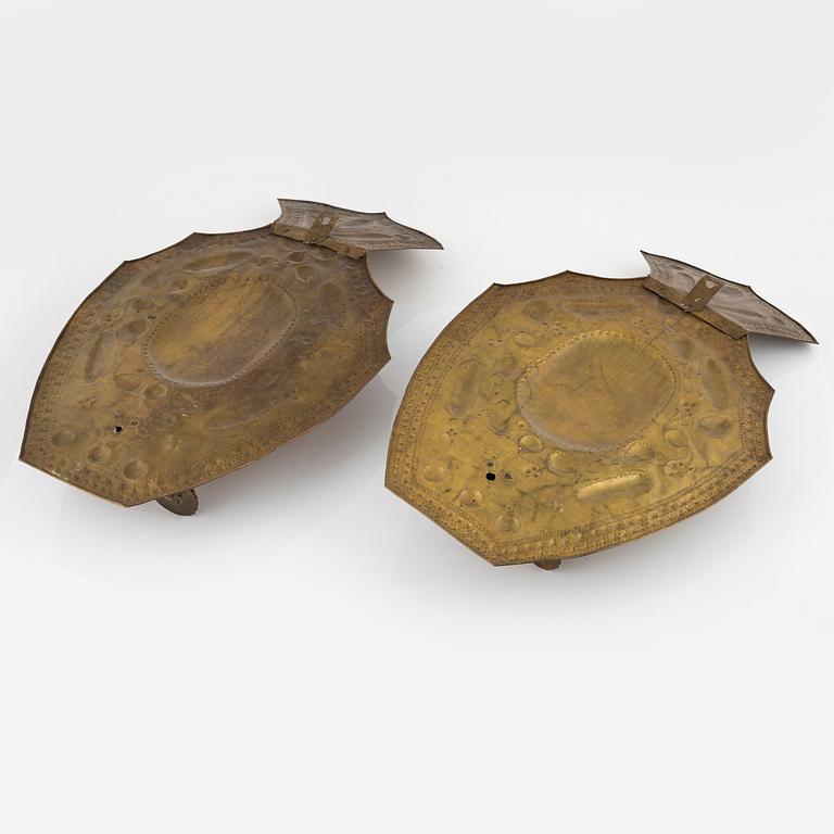 A pair of copper sconces. Around year 1900.