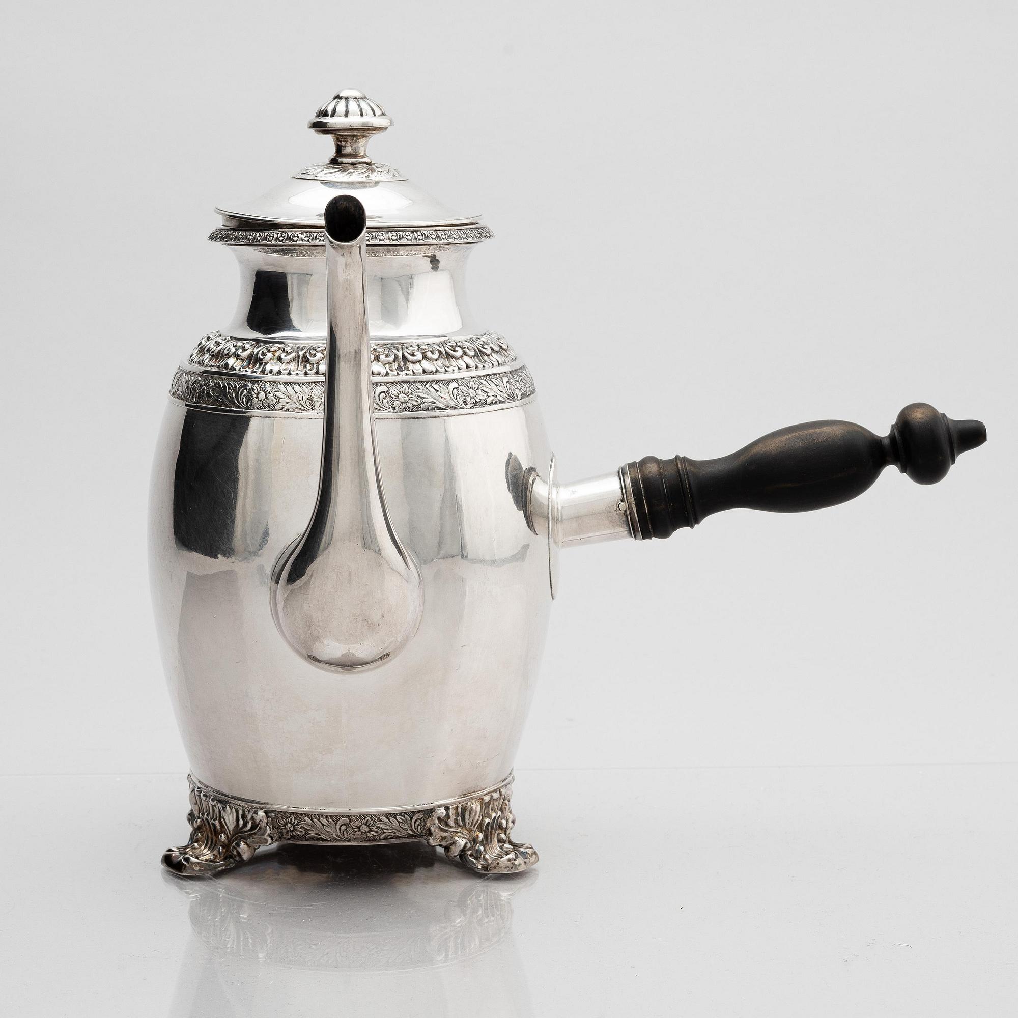 Arvid Öhrn, kaffekanna, silver, Gävle 1844.