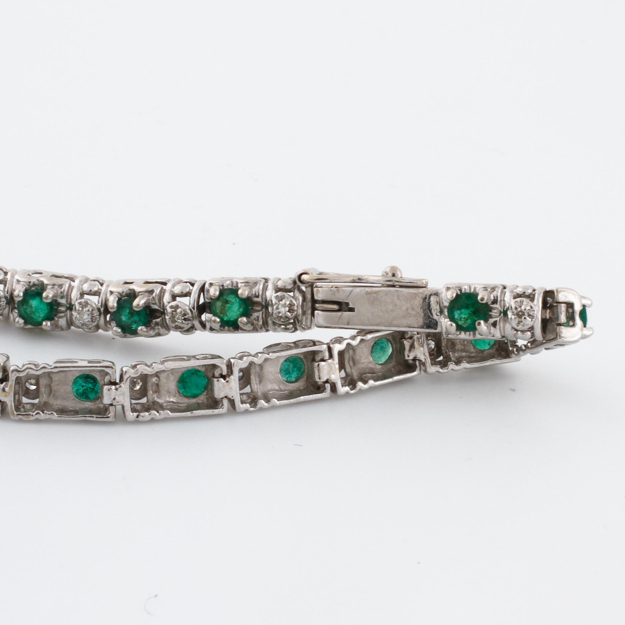 A emerald and single cut diamond bracelet.