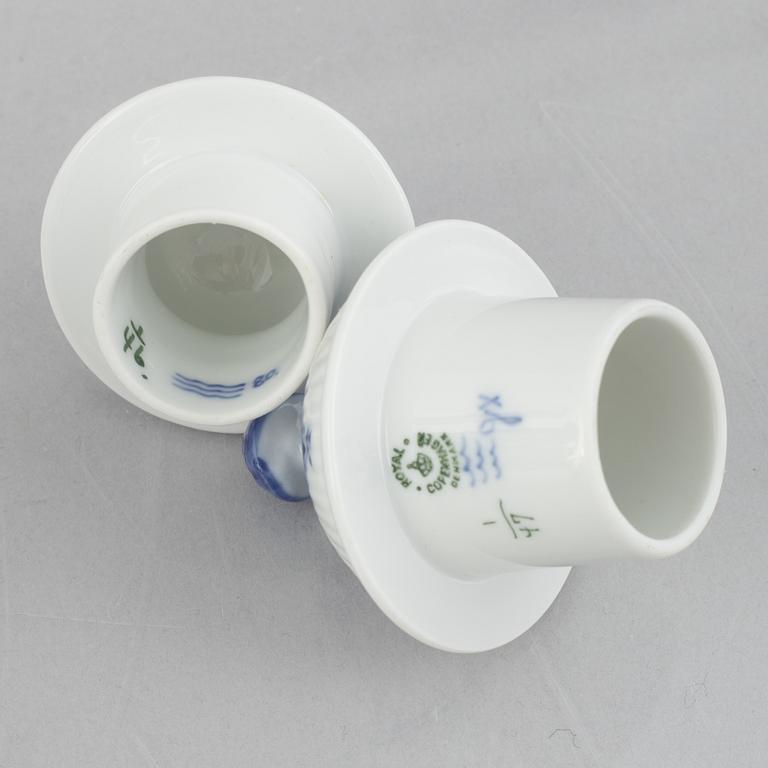 A group of five 'Blue Fluted Plain' porcelain Coffee Pots, Royal Copenhagen, models 46, 47, 48, 49, 1898-1923 and later.