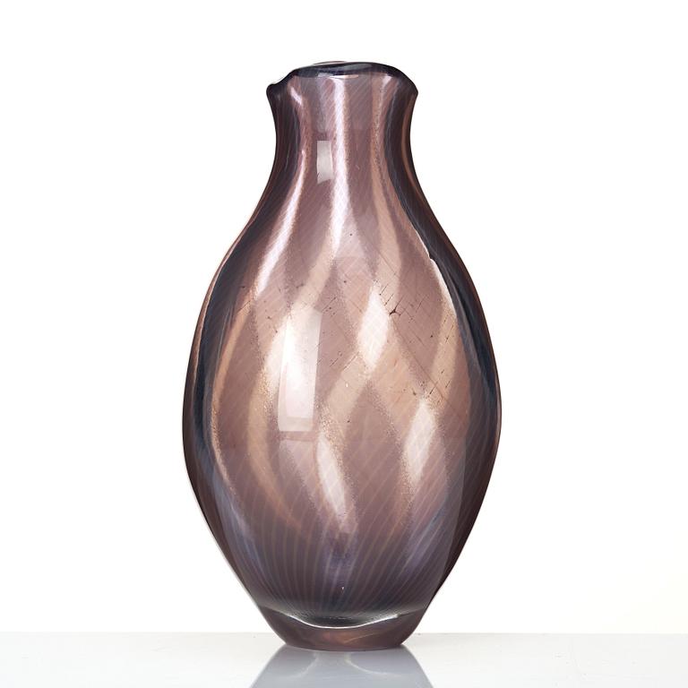 Edward Hald, a 'slipgraal' glass vase, Orrefors 1952.