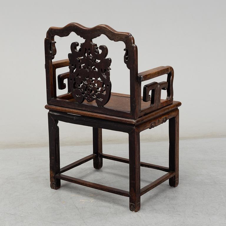 A Chinese hardwood chair, 20th Century.