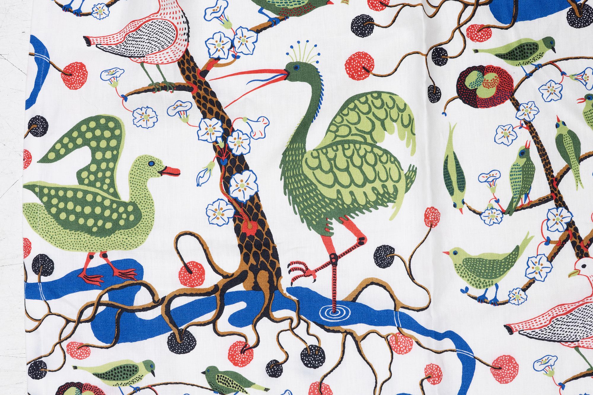 Josef Frank, a pair of 'Gröna Fåglar' curtains, Svenskt Tenn.