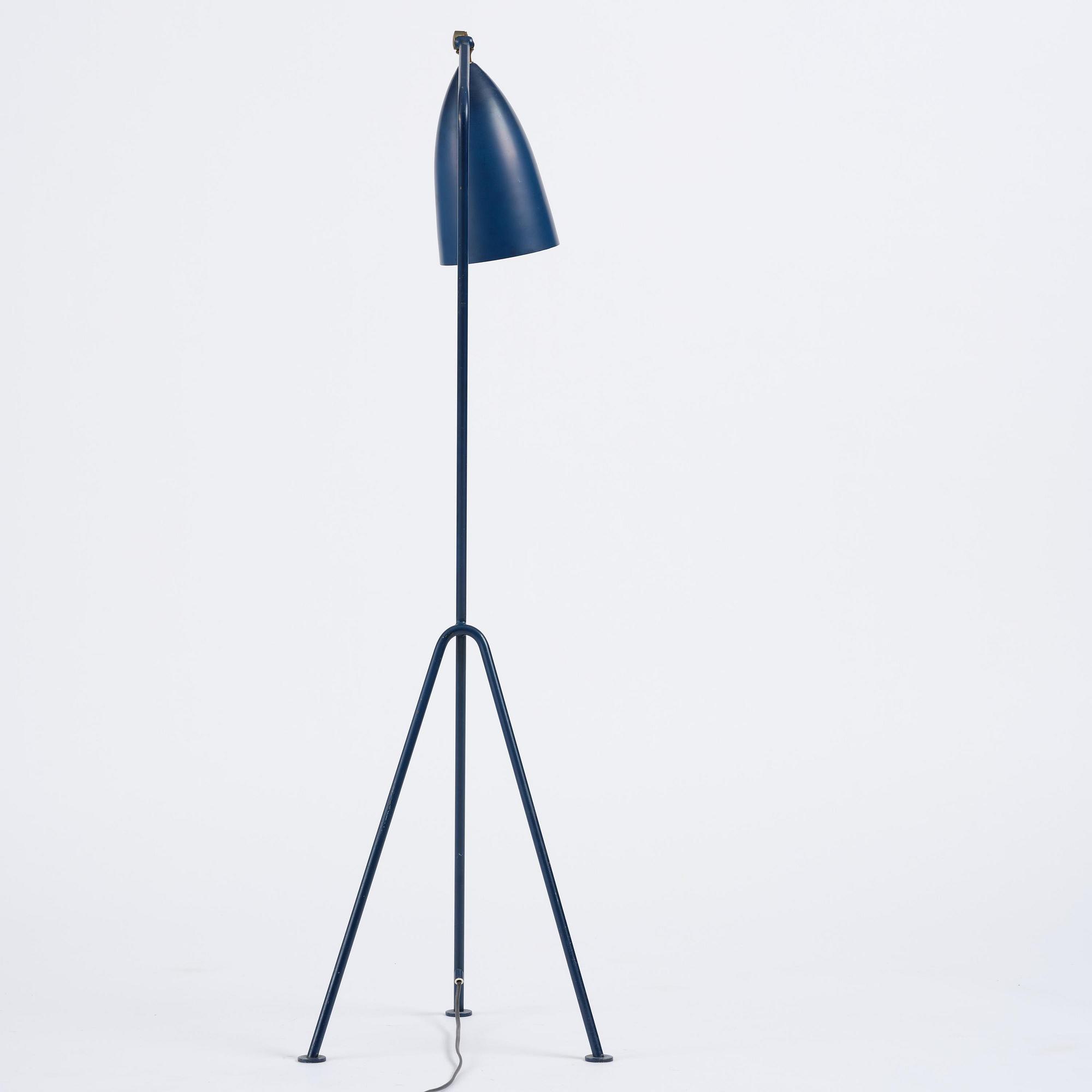 Greta Magnusson Grossman, a blue "Grasshopper" floor lamp model "G-33", Bergboms, Malmö, 1950s.