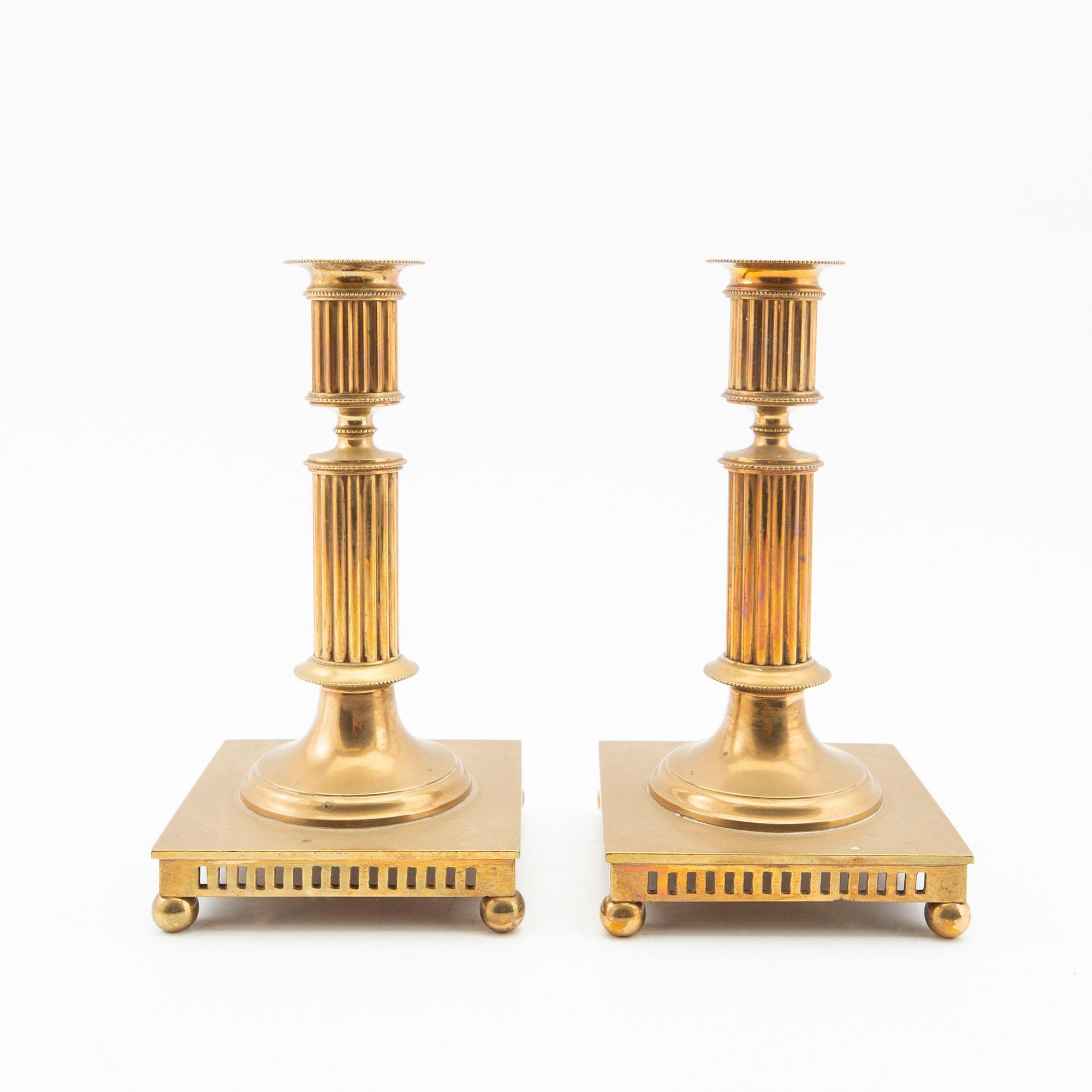 Skultuna Messingsbruk, Candle holders, a pair, brass, model no. 72, first half of the 20th century.