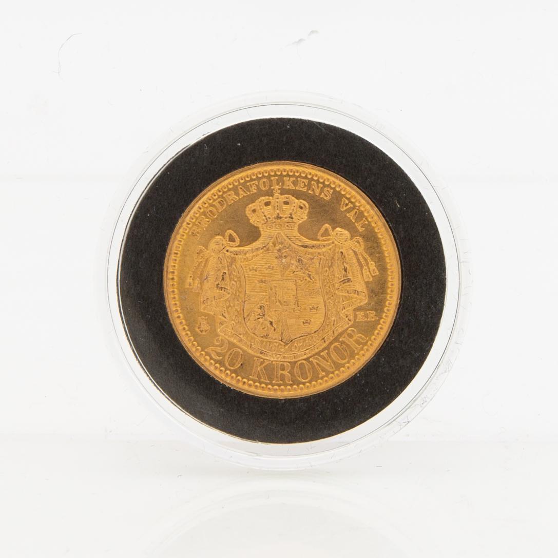 Guldmynt Sverige, Oscar II 20 kr, 1890.