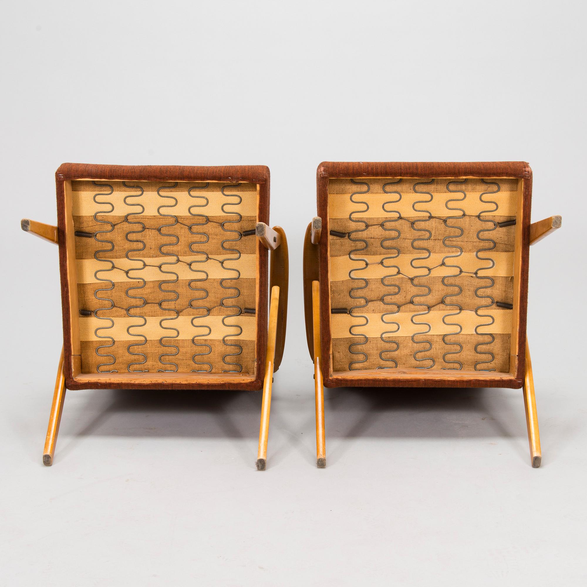 Ilmari Lappalainen, a pair of 1950s '2452' armchairs for Asko, Finland.