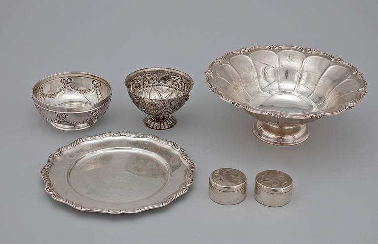 PARTI SILVER, 6 delar. Bla K Andersson, 1800-1900-tal. Ca 1102g.