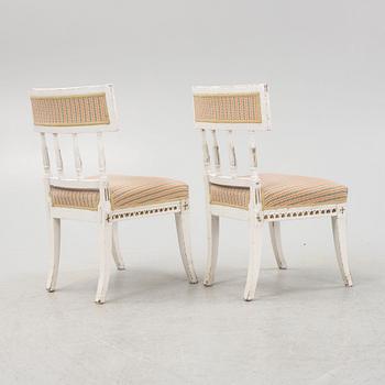 A pair of late Gustavian chairs, late 18th century,