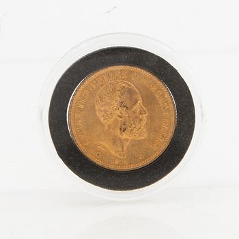 Guldmynt Sverige, Oscar II 20 kr, 1876.