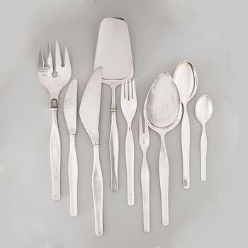 BESTICKUPPSÄTTNING, 28 delar silver, "Tapio", Tapio Wirkkala, Kultakeskus 1959-1992. Vikt exkl. blad ca 519 g.