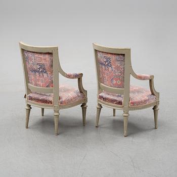 A set of two gustavian armchairs.