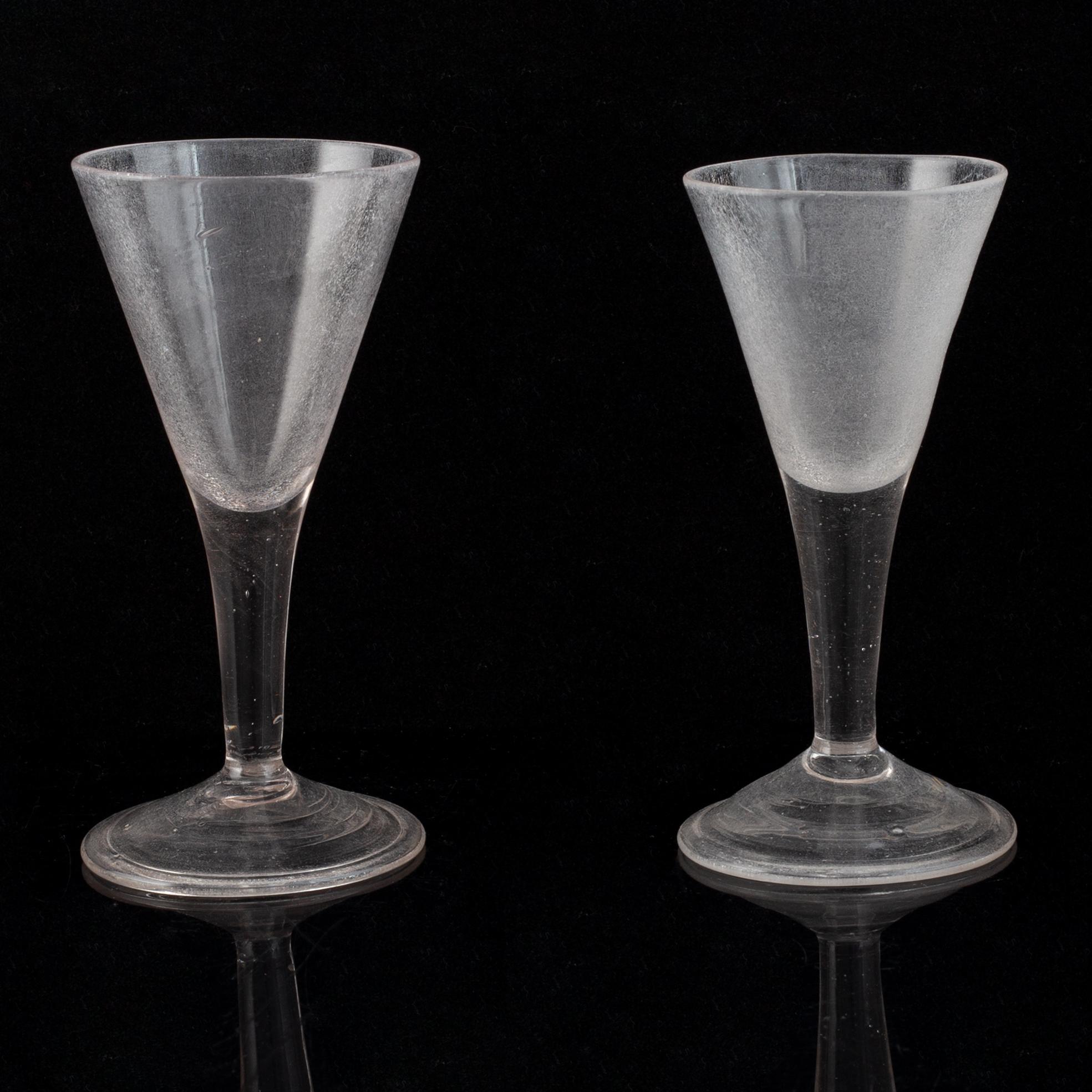 Two Swedish 18th century wine goblets, possibly Kungsholms Glasbruk.