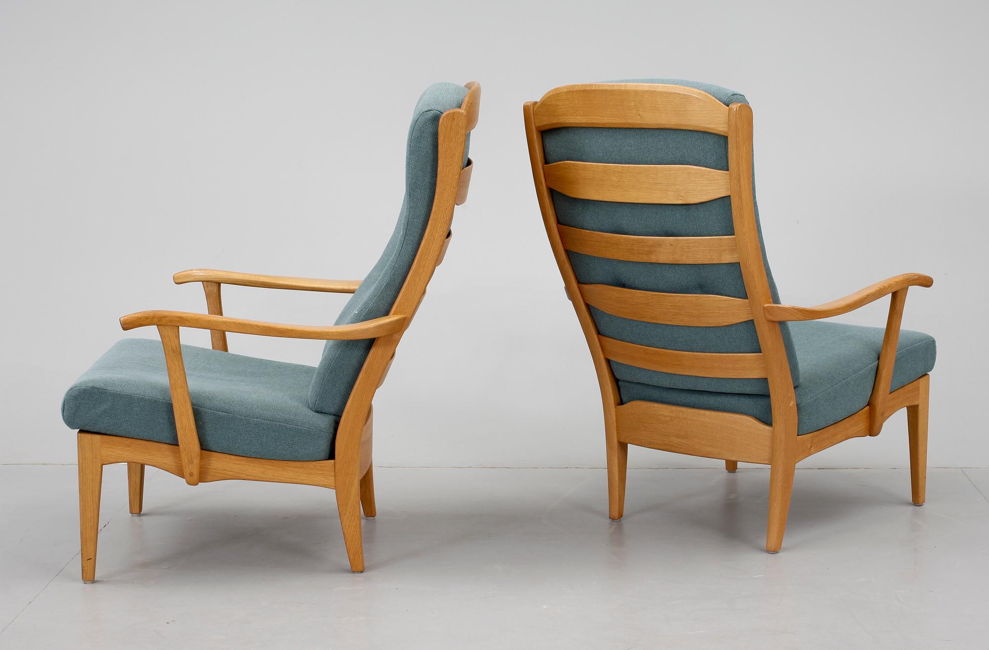 FÅTÖLJER, ett par, "Stora fjäderbrickan", Carl Malmsten för OH Sjögren.