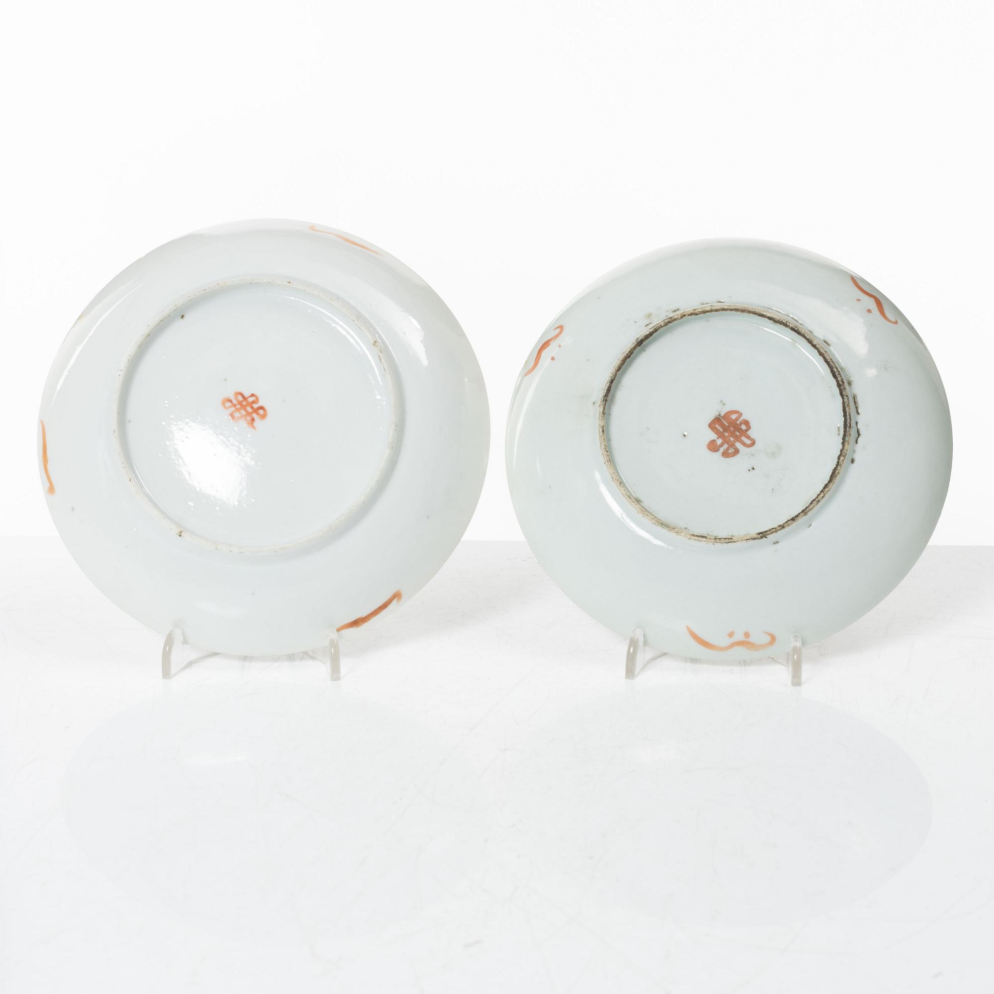 Skålar, sex stycken samt fat, sex stycken, porslin, Kina, sen Qingdynasti / 1900-tal.