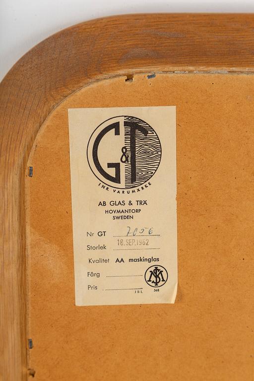 An oak framed mirror, Glas & Trä, Hovmantorp, 1962.