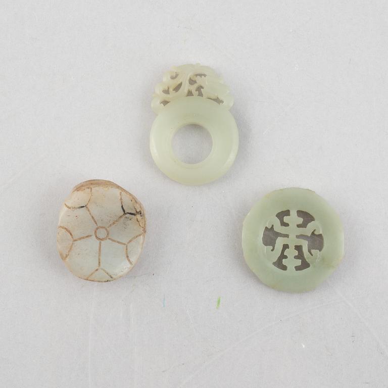 A group of five Chinese stone charms, 20th century.