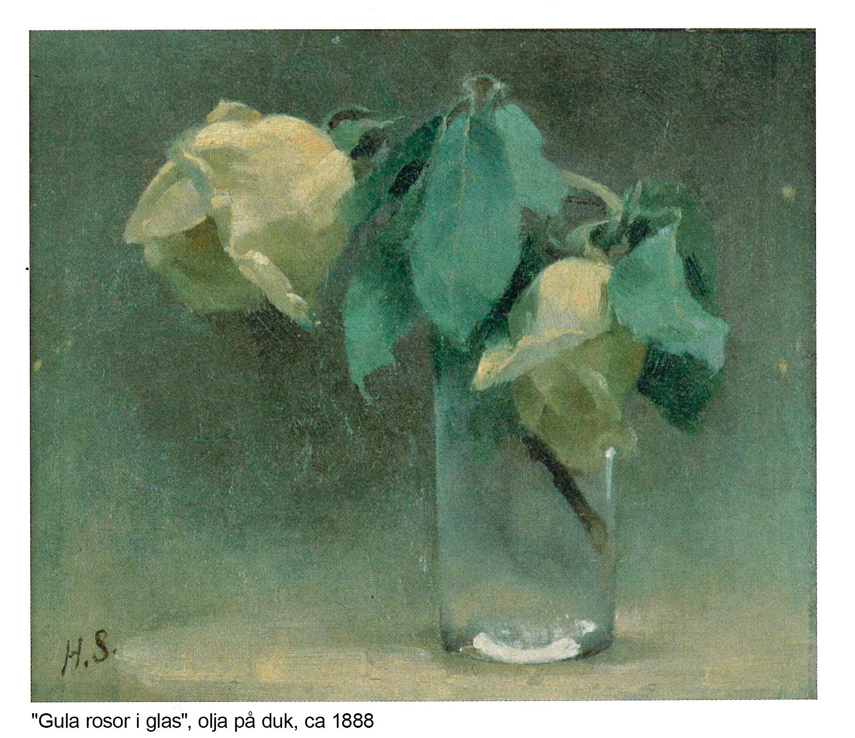 Helene Schjerfbeck, "Vita rosor i glas".