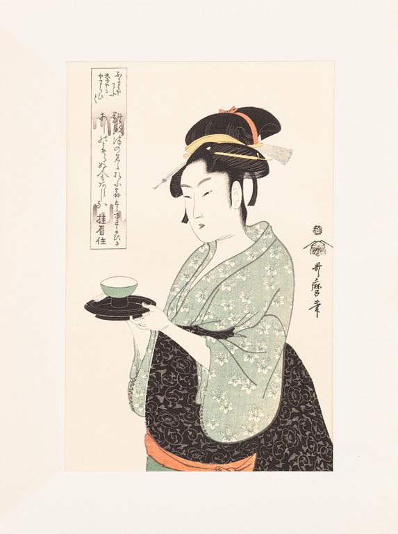 Kitagawa Utamaro, efter, färgträsnitt, 6st, Japan, 1900-talets andra hälft.