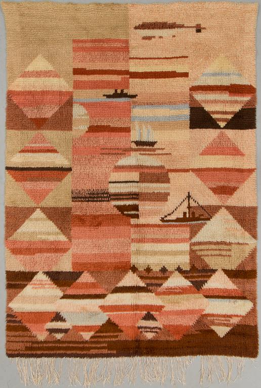 A Finnish long pile rug. Circa 192x135 cm.