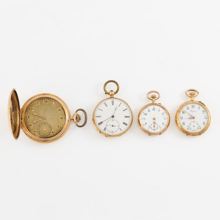 Pocket watches/grandfather clocks, 4 pcs.