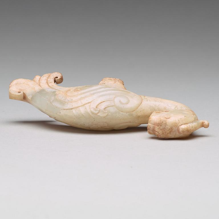 A Chinese archastic sculptured cane handle.