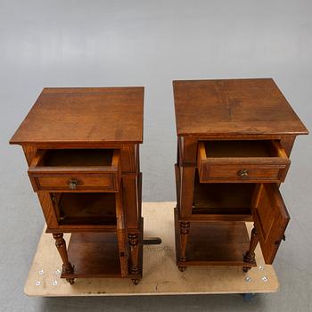 A pair of oak bedside tables first half of the 20th century.