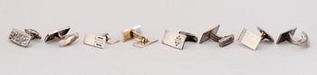 CUFFLINKS, 10 pairs, and TIEPINS, 3 pcs, silver. Finland 1960/70s.