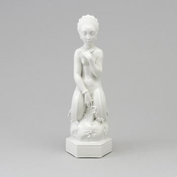 FIGURIN, porslin. "Sjöjungfru", Arno Malinowski, Royal Copenhagen, Danmark, 1960-tal.