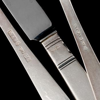 BESTICK, 18 st, silver, "Rosenholm", Jacob Ängman, GAB, 1900-talets andra hälft, vikt 820 g.
