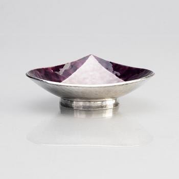 A sterling silver and enamel bowl, design Barbro Littmarck,  W.A. Bolin, Stockholm 1957.