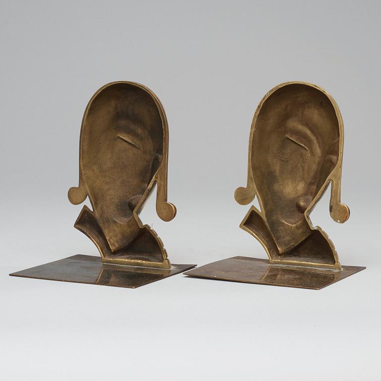A pair of Carl-Einar Borgström art déco bronze bookends by Ystad Metall, Sweden,