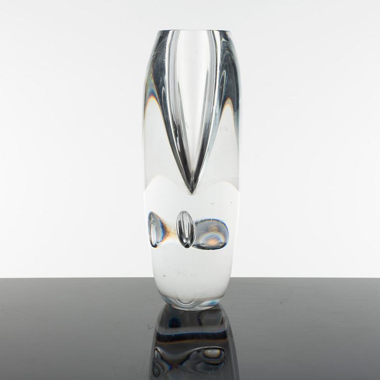 A glass vase by Timo Sarpaneva for Iittala, signed and dated 1984.