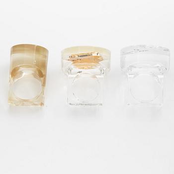 Siv Lagerström, tre ringar akrylplast, 1970-tal.