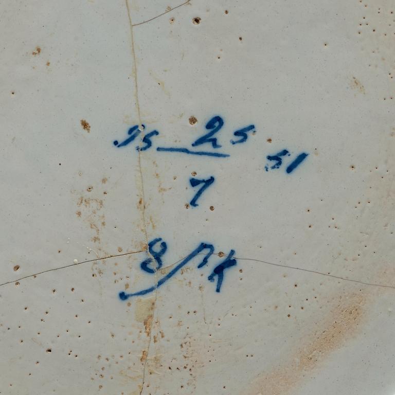 Rörstrand, TERRIN, fajans. Rörstrand, 1700-tal, daterad 25/7 (17)51.