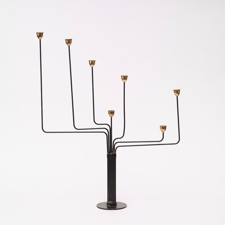 A Piet Hein 'Ursa Major' brass and black lacquered metal candelabrum, 1950's-60's.