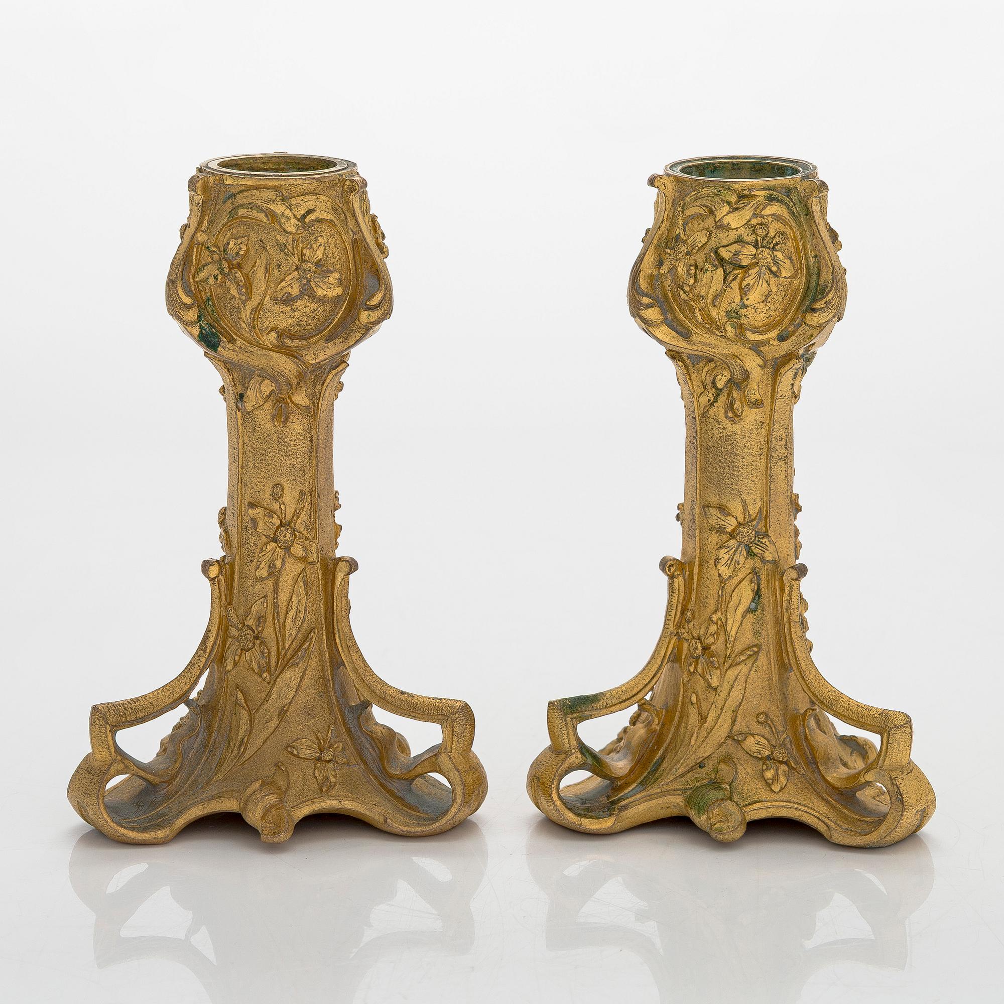 A pair of Art Nouveau candelabras, possibly France.