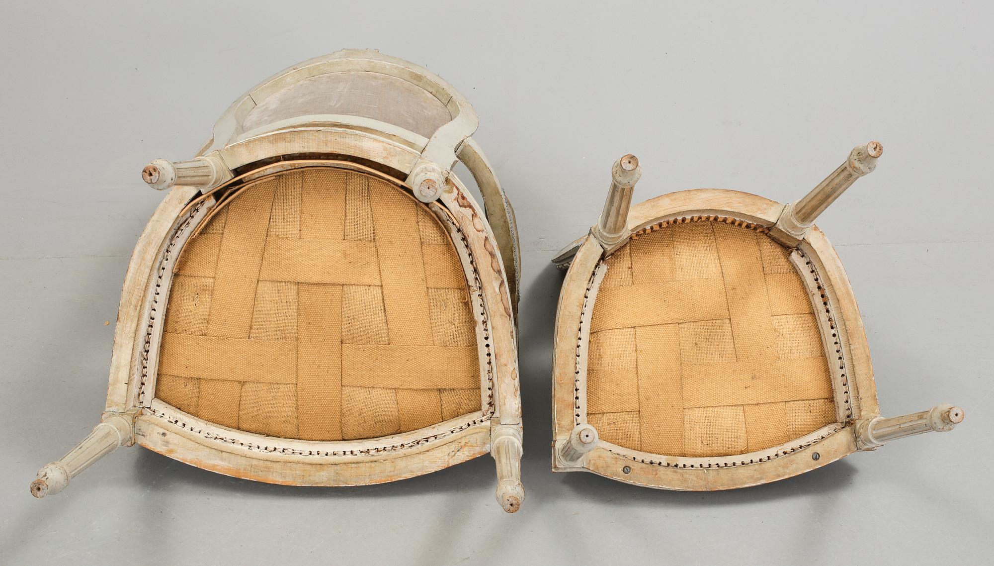 SOFFGRUPP, 3 delar, Louis XVI-stil, omkring 1900.