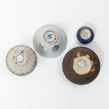 Four ceramic shipwrecked pieces, China, 15th century and 17th century.