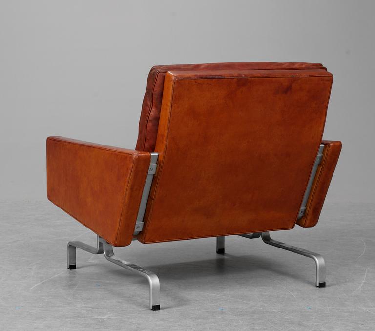 A Poul Kjaerholm brown leather and steel armchair "PK-31", E Kold Christensen, Denmark, 1960's, maker's mark in the steel.