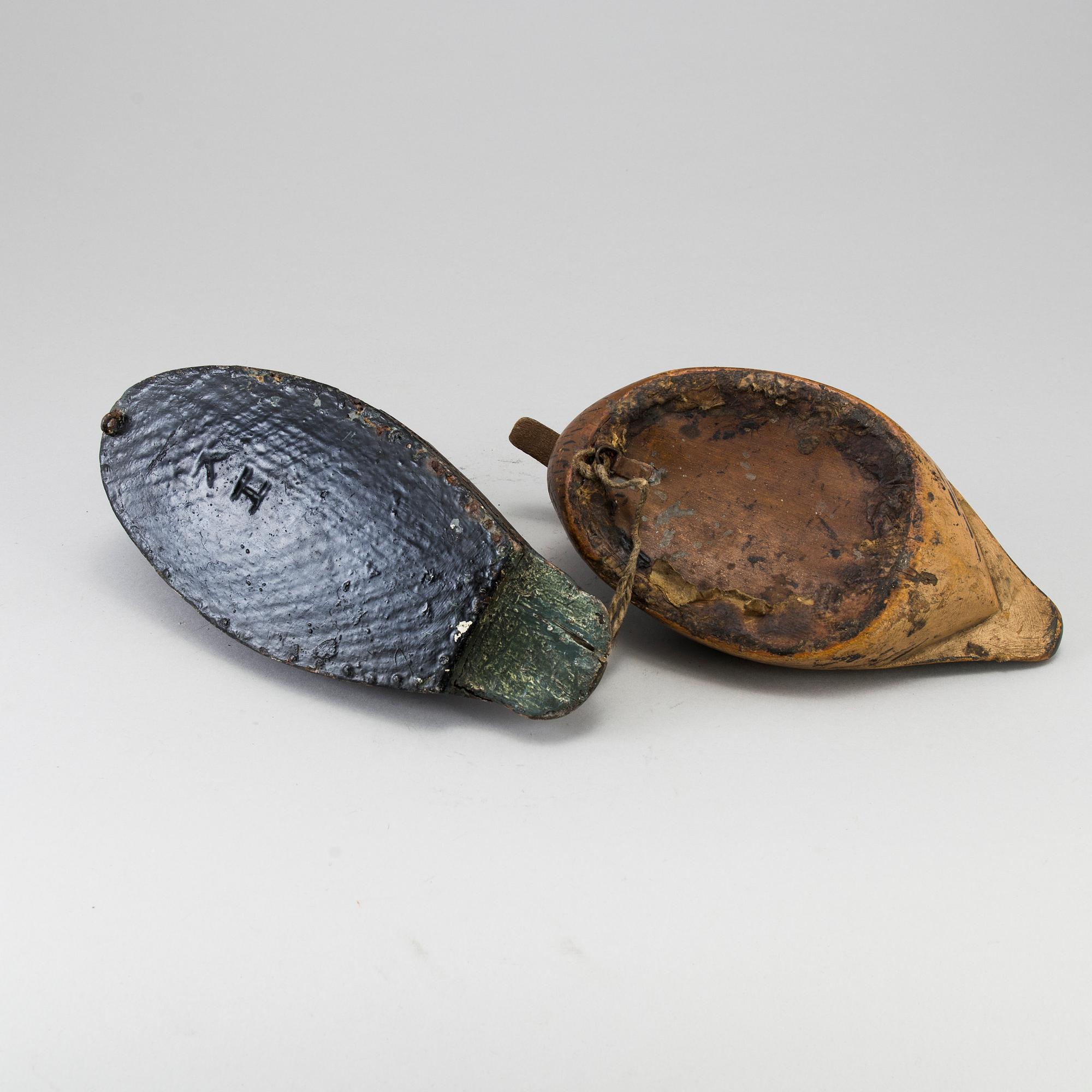 Two painted wood duck decoys early 20th century.
