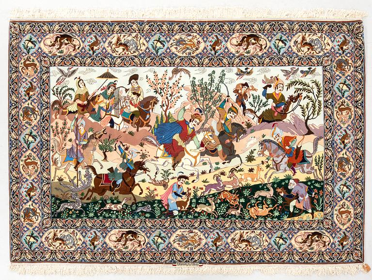 Rug Isfahan old with silk warp approx. 160x235 cm.