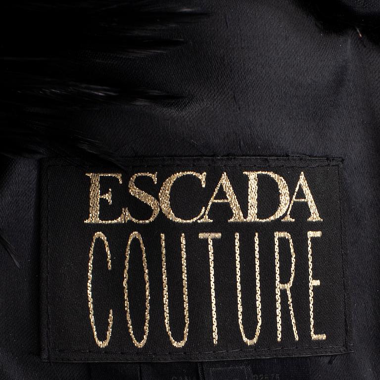 ESCADA COUTURE, a wool dress with feather collar, size 40.
