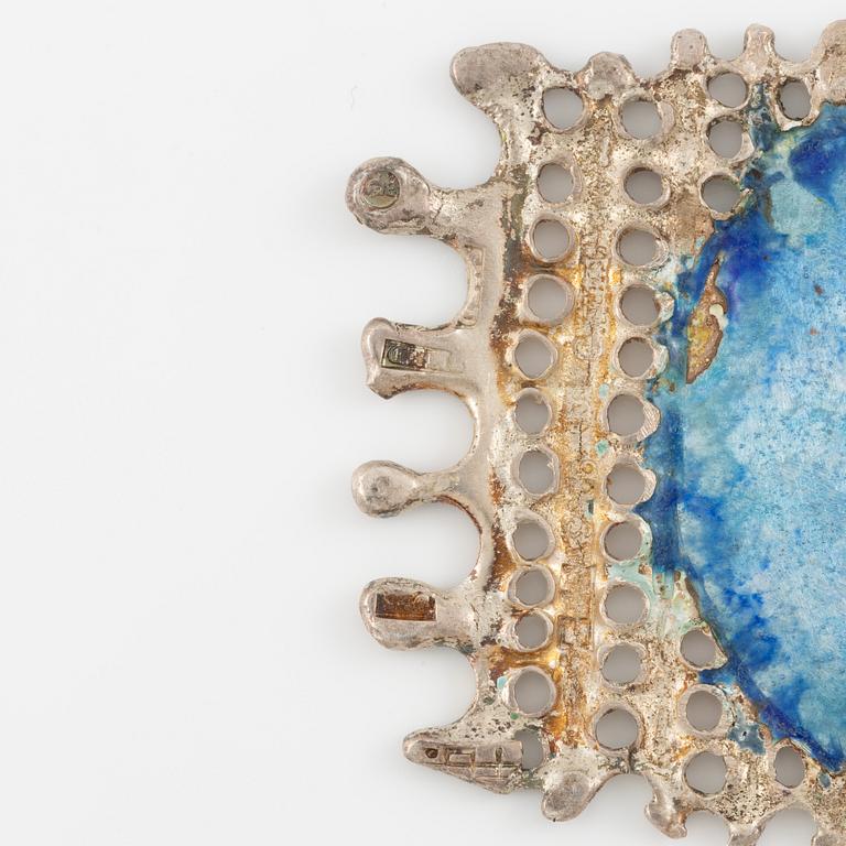 Lars Arby, two pairs of earrings, sterling silver and enamel, Gothenburg 1969 and 1983.
