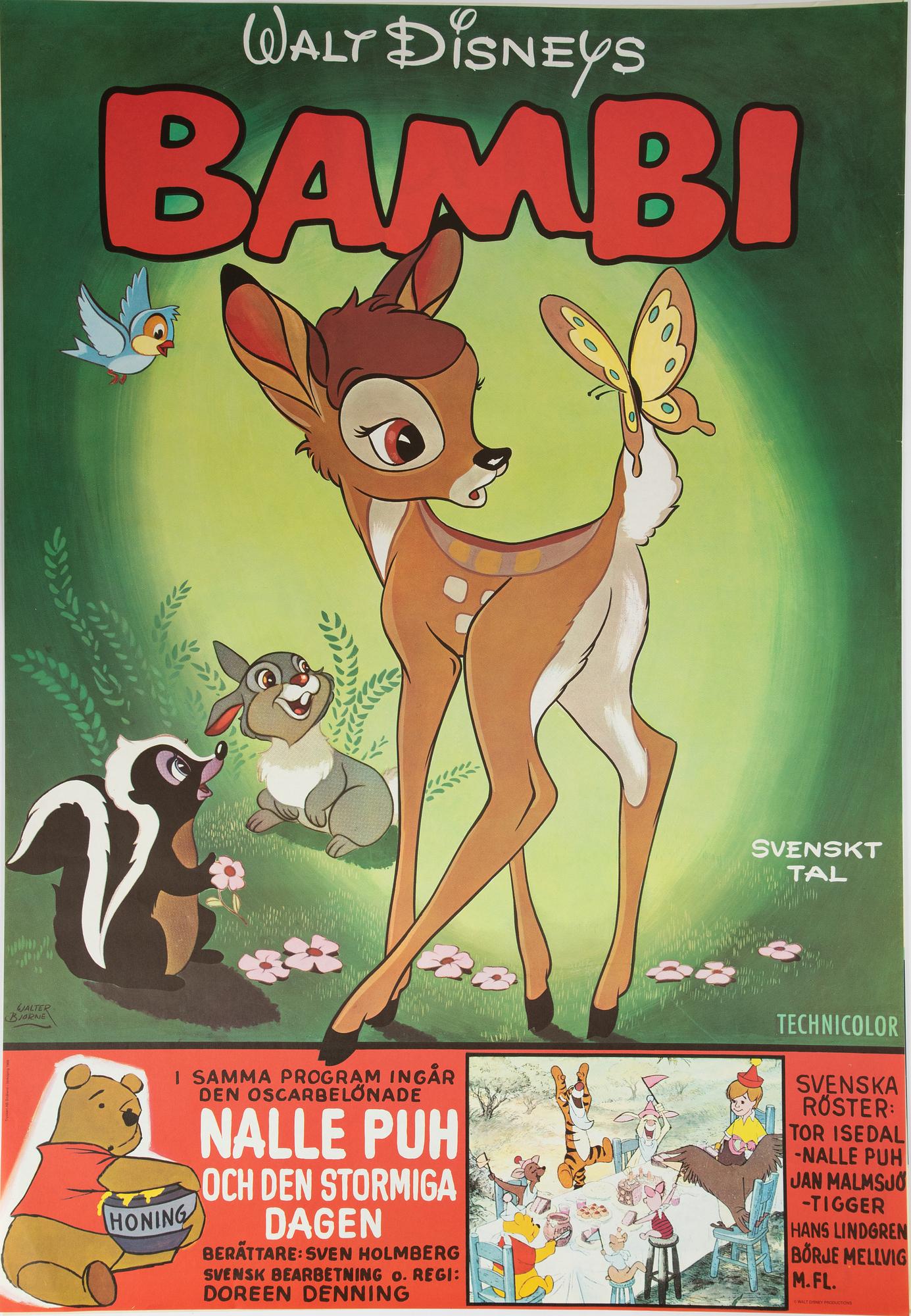 Filmaffisch, "Walt Disneys Bambi", Tryckeri AB Småland - Jönköping 1969.
