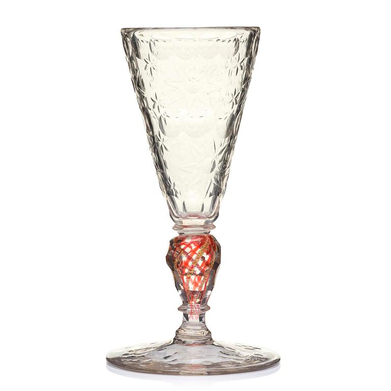 A German cut glass goblet, 18th century.
