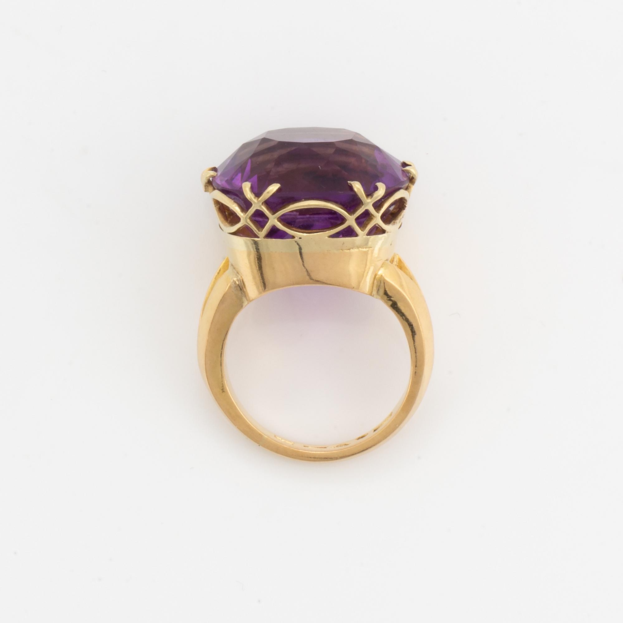 Cushion shaped amethyst cocktail ring, Gerdt Hartvig Sandqvist.