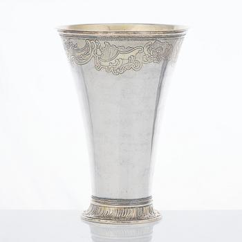 A Swedish Rococo parcel-gilt silver beaker, mark of Kilian Kelson, Stockholm 1750.