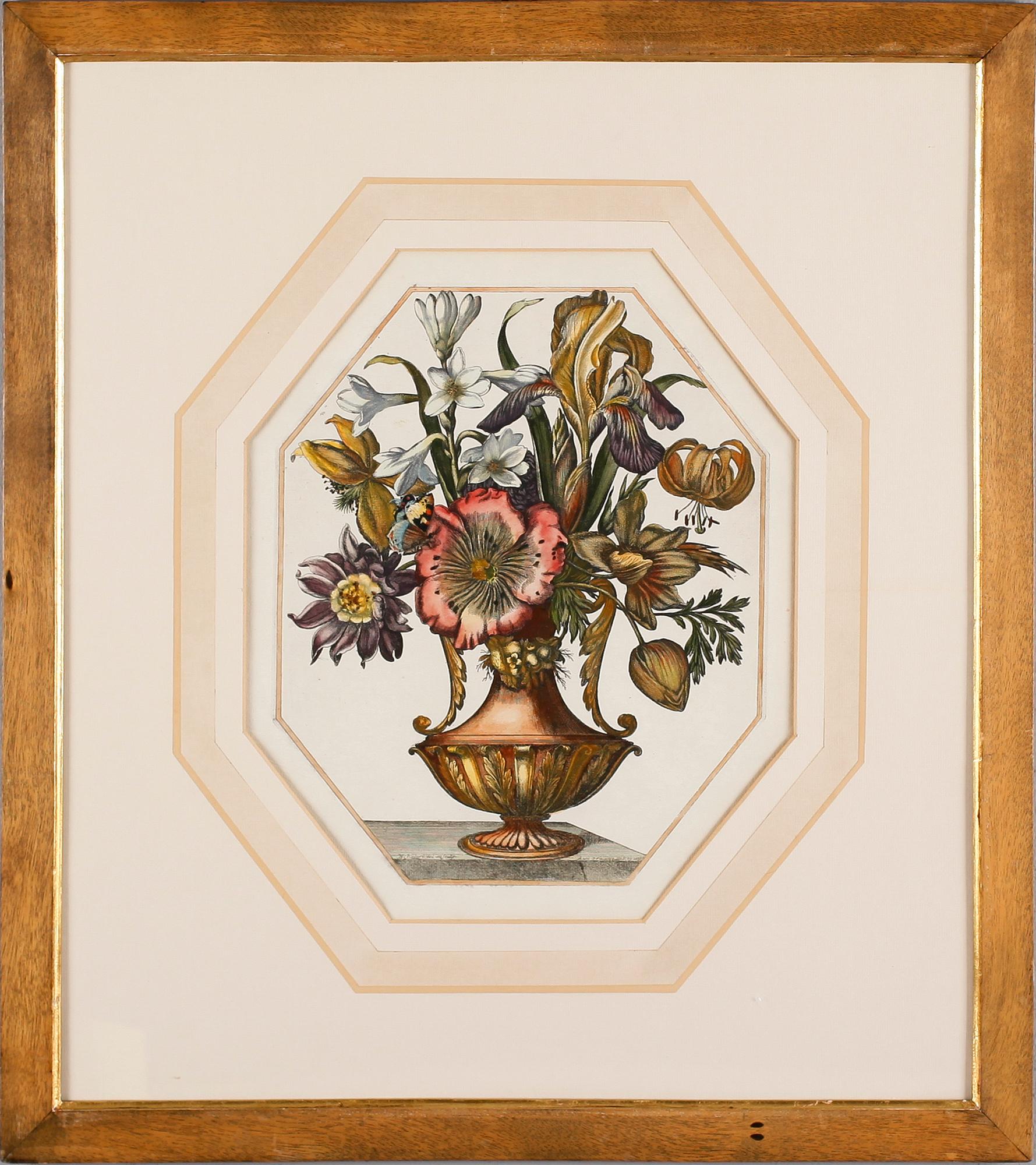 GRAVYRER, 2 st, efter N Roberts, kolorerade, 1600-/1700-tal.